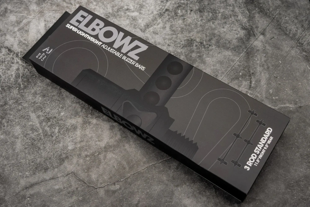 One More Cast Hrazda Elbowz Black Anodised Aluminium (Pair) 2rod Std (8" a 7")