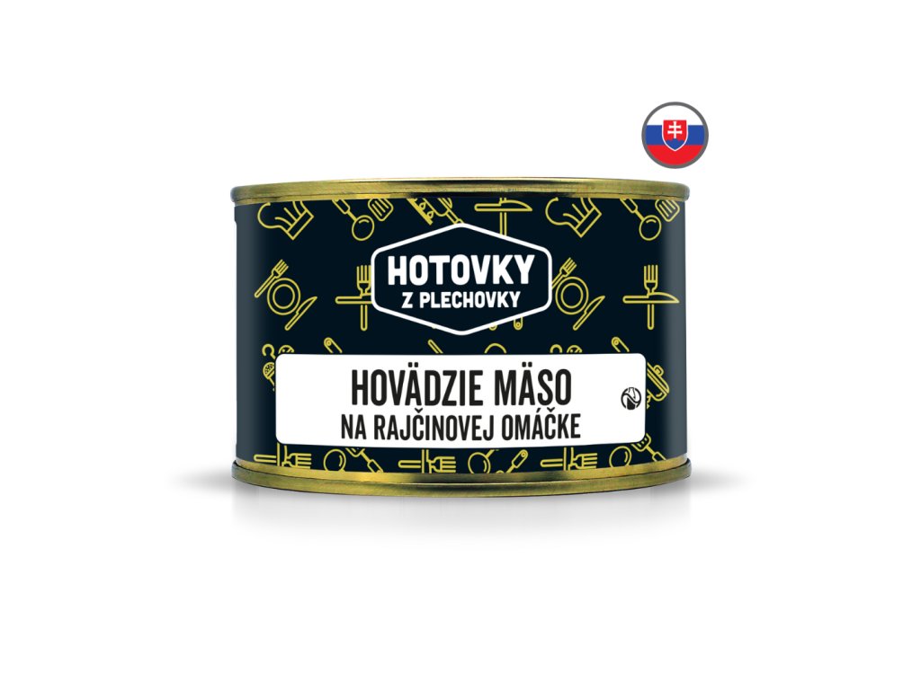HOTOVKY Z PLECHOVKY Hovädzie mäso na rajčinovej omáčke 400g