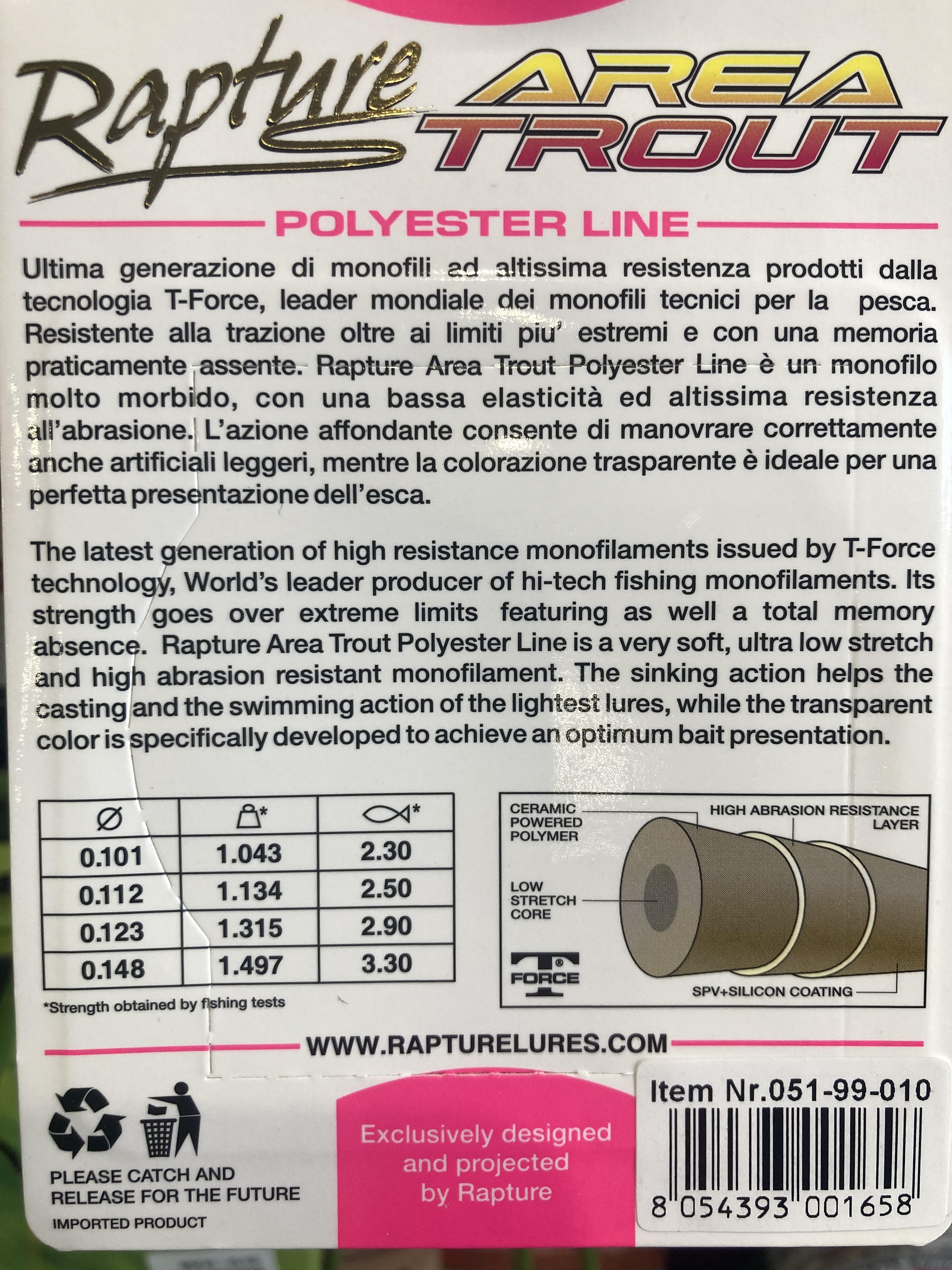 Rapture vlasec AREA TROUT POLYESTER, Varianta: 200/0.101